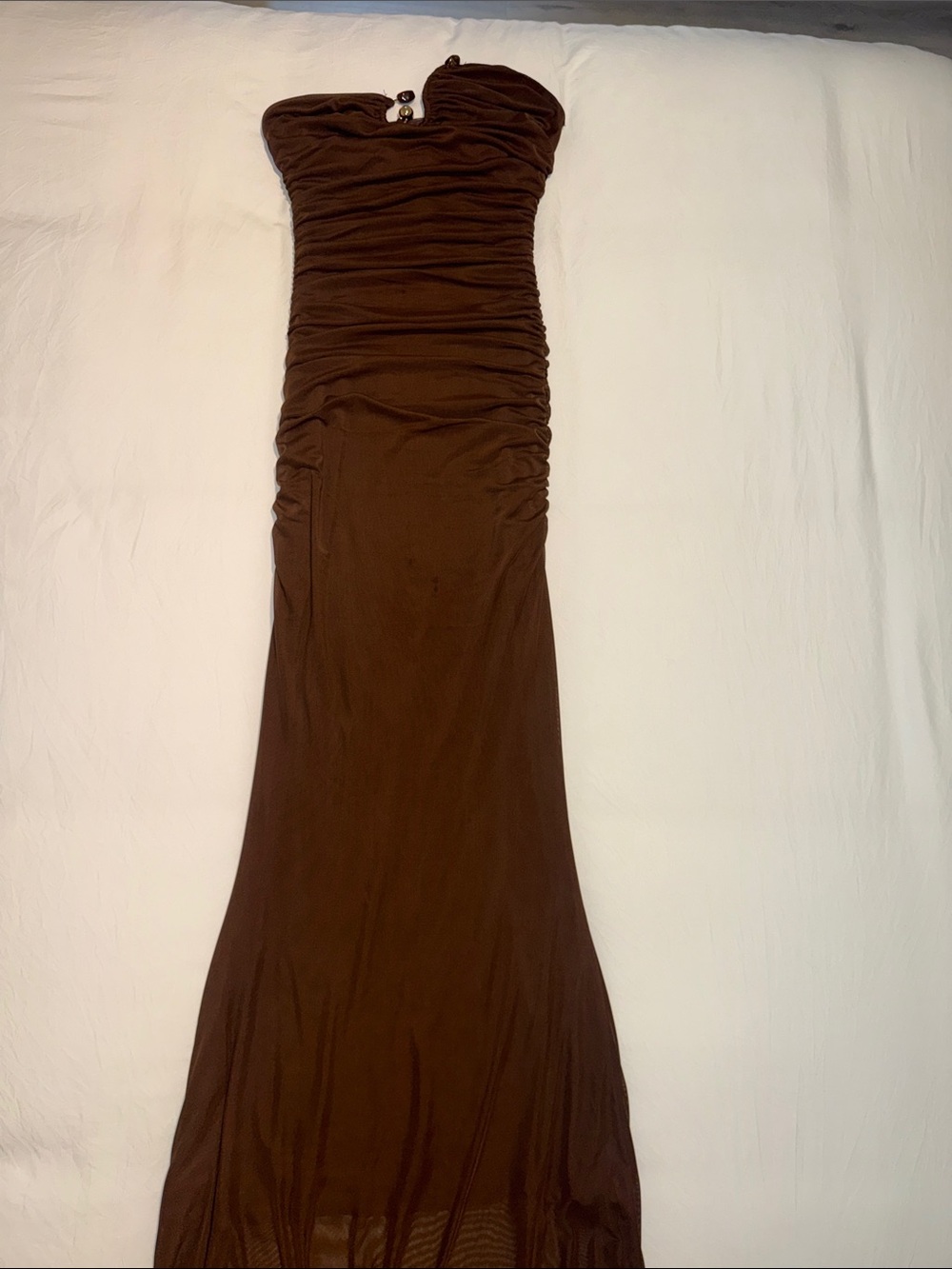Altar'd State Brown Ruched Maxi Dress Skirt